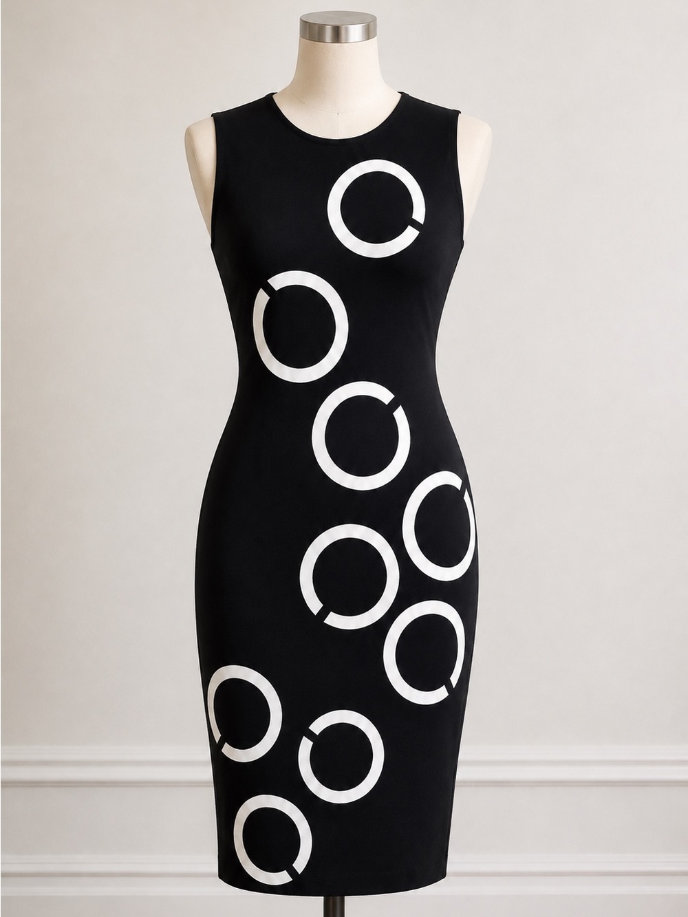 Wolford Hiroko Black White Circle Midi Dress NWT XS